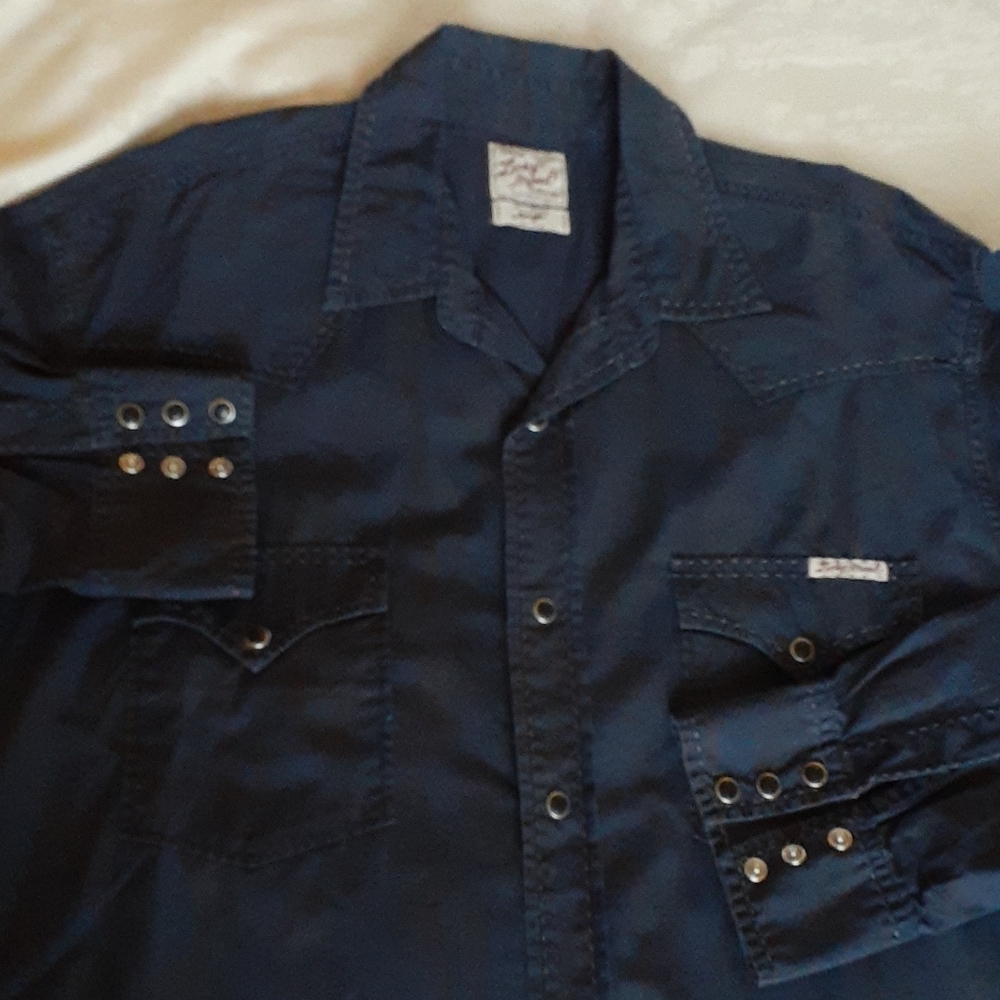LUCKY BRAND VINTAGE SNAP BUTTON MENS SHIRT